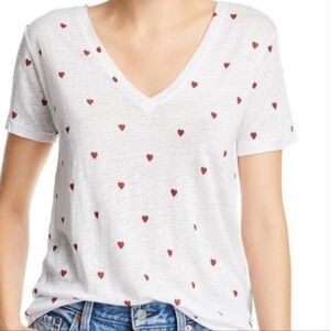 rails cara white red hearts linen t-shirt size small